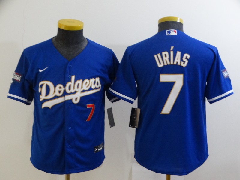 Cheap 2021 youth Los Angeles Dodgers 7 Urias Blue Game 2021 Nike MLB Jersey